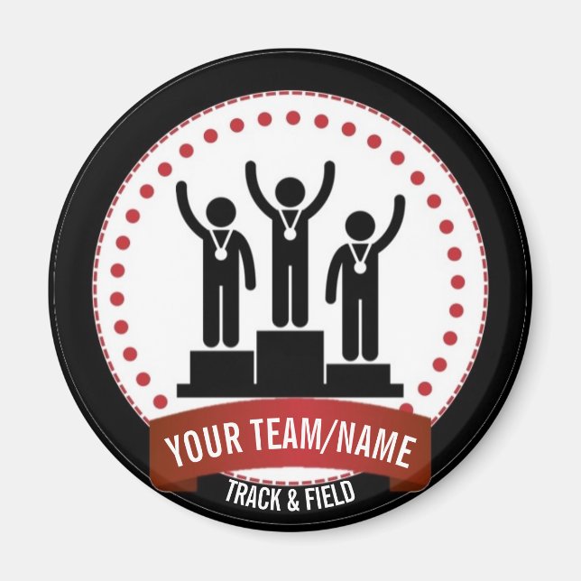 Track and Field black white red name Magnet (Front)