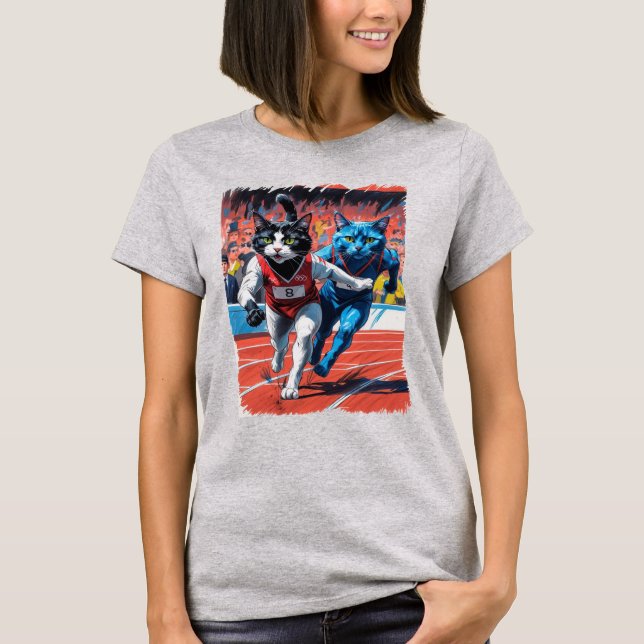 Track and Field Cat Racing! T-Shirt (Front)