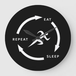 Track And Field Eat Sleep Repeat Sports Fan Saying Large Clock