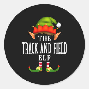 Track And Field Elf Group Funny Christmas Pajama P Classic Round Sticker