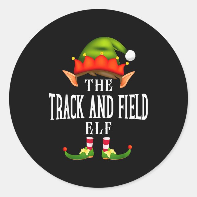 Track And Field Elf Group Funny Christmas Pajama P Classic Round Sticker (Front)