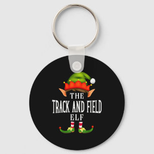 Track And Field Elf Group Funny Christmas Pajama P Keychain