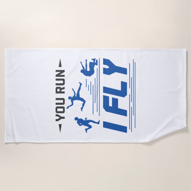 Track and Field Long Jump You Run I Fly Beach Towel (Front)