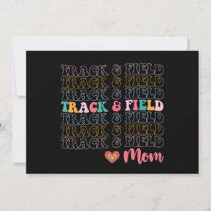 Track And Field Mom Groovy Running Mother’s Day Invitation