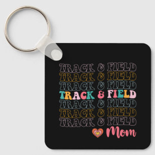 Track And Field Mom Groovy Running Mother’s Day Keychain