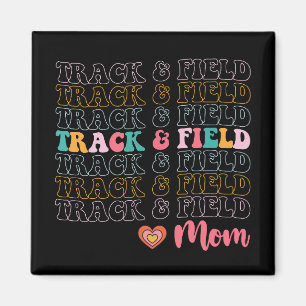 Track And Field Mom Groovy Running Mother’s Day Magnet