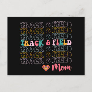 Track And Field Mom Groovy Running Mother’s Day Postcard