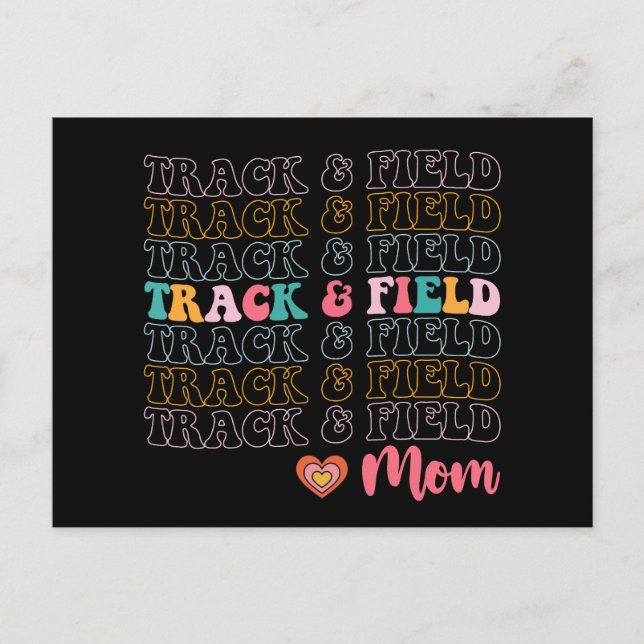 Track And Field Mom Groovy Running Mother’s Day Postcard (Front)