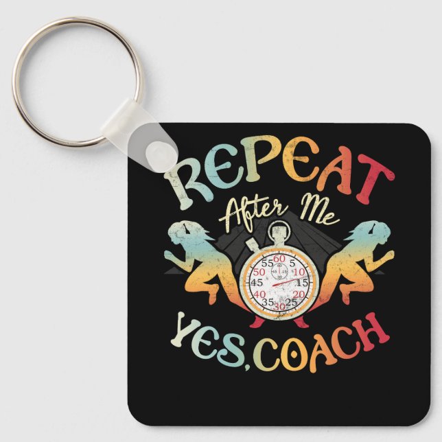 Track and Field School Sport Coaches Runner Repeat Keychain (Front)