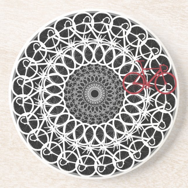 Track Bicycle Mandala Coaster (Front)