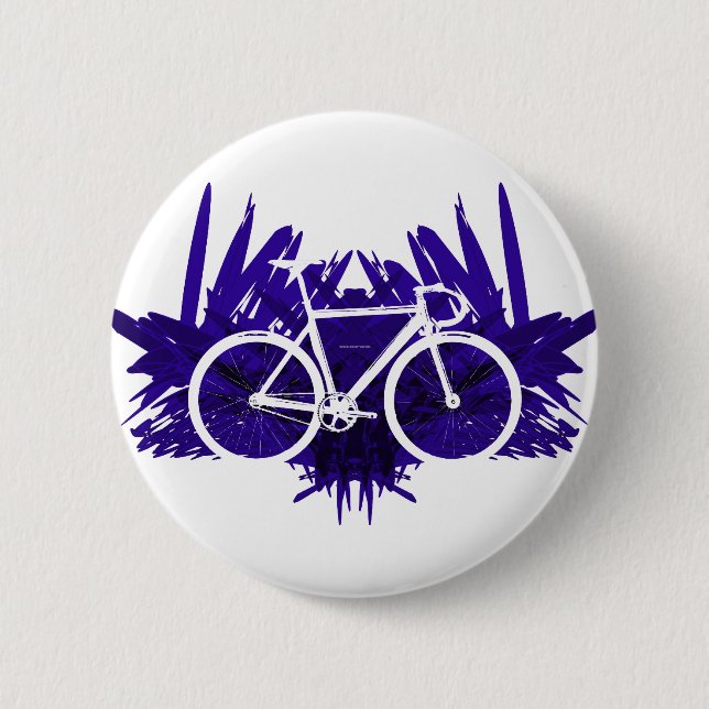 Track Bicycle on Violet 2 Inch Round Button (Front)