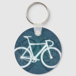 Track Bike - blue tattoo style Keychain