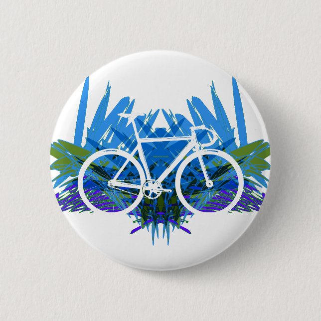 Track Bike on Blue/green 2 Inch Round Button (Front)