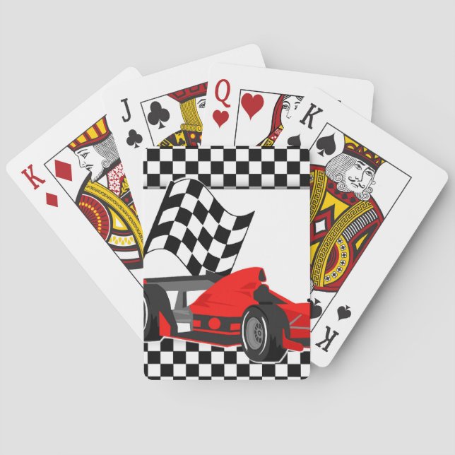 Track Car and Flag Playing Cards-Customizable Playing Cards (Back)