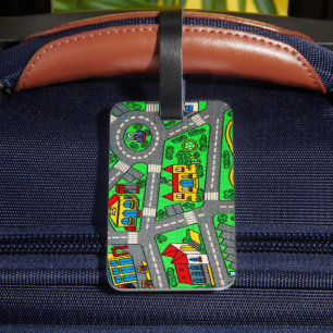 Track carpet Car Road Nostalgic, 90s nostalgia Luggage Tag