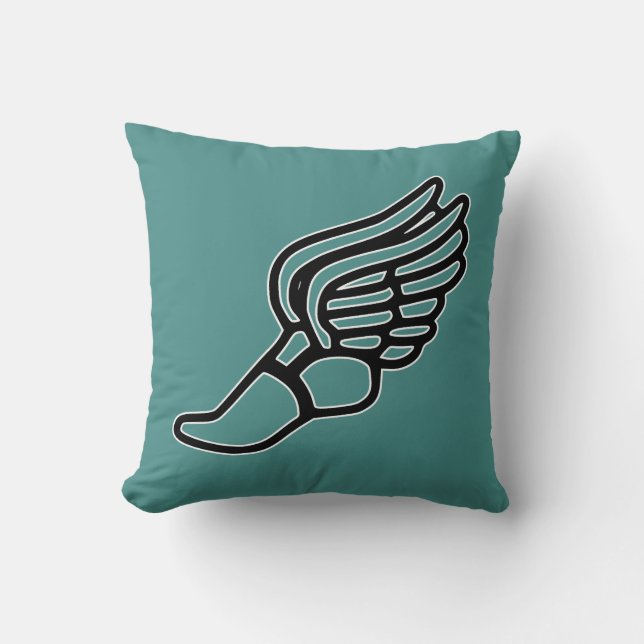 Track & Field Hermes Winged Foot Custom Colour Throw Pillow (Front)