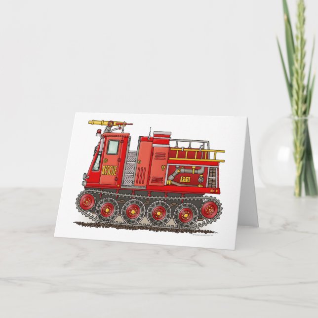 Track Fire Truck Greeting Card (Front)