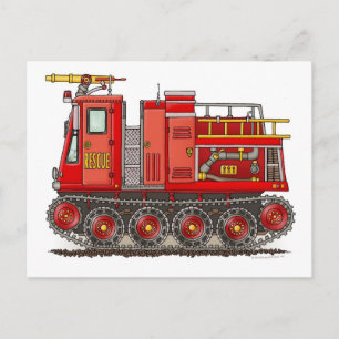 Track Fire Truck Postcard