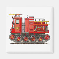 Track Fire Truck Square Magnet