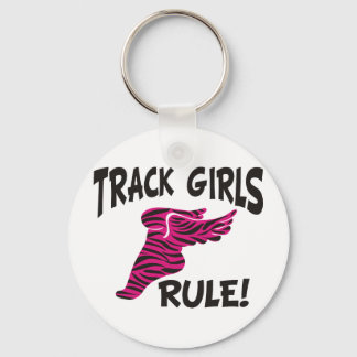 TRACK GIRLS BLACK ON HOT PINK KEYCHAIN