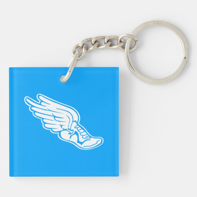 Track Logo Acrylic Keychain Blue (Back)