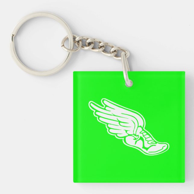 Track Logo Acrylic Keychain Green (Front)