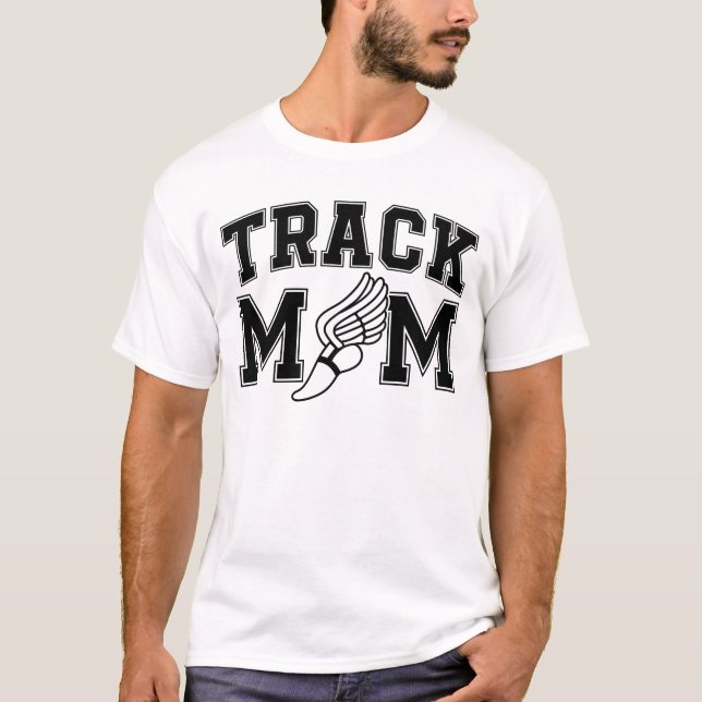 Track Mom Winged Running Shoe T-Shirt (Front)