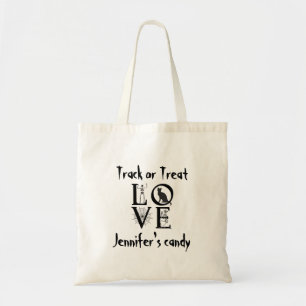 Track or Treat Skull Spider Personalized Halloween Tote Bag