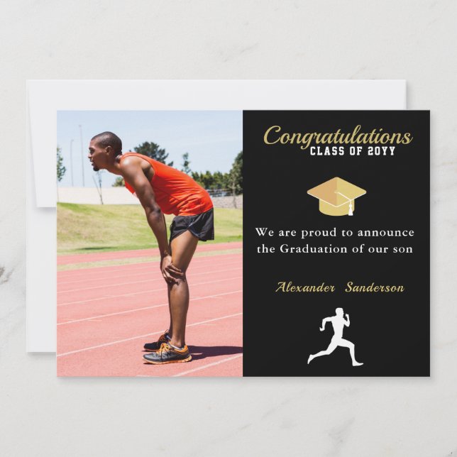 Track runner class of 2022 graduation announcement (Front)