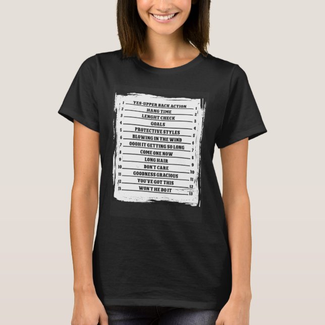 Track Your long Hair Length Check Hair T-Shirt (Front)