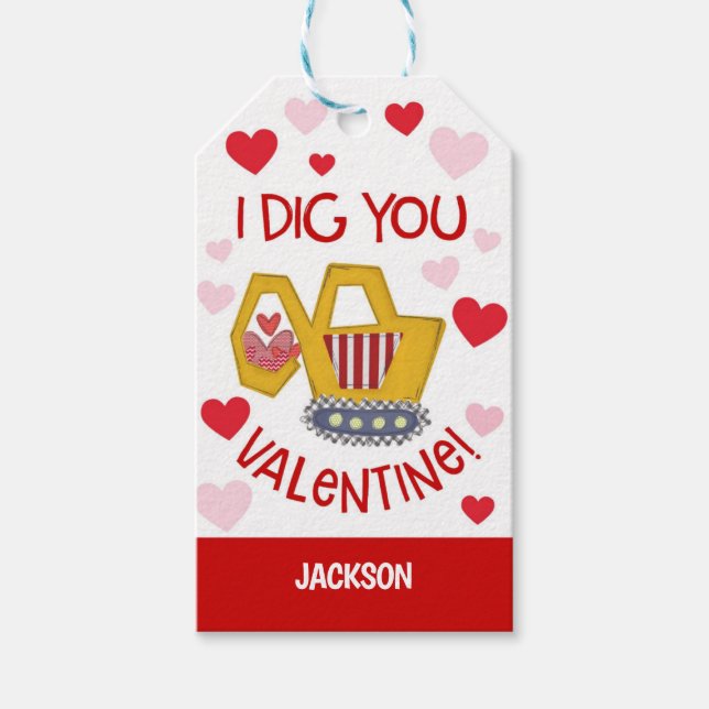 Trackhoe Valentine Favour Tag (Front)
