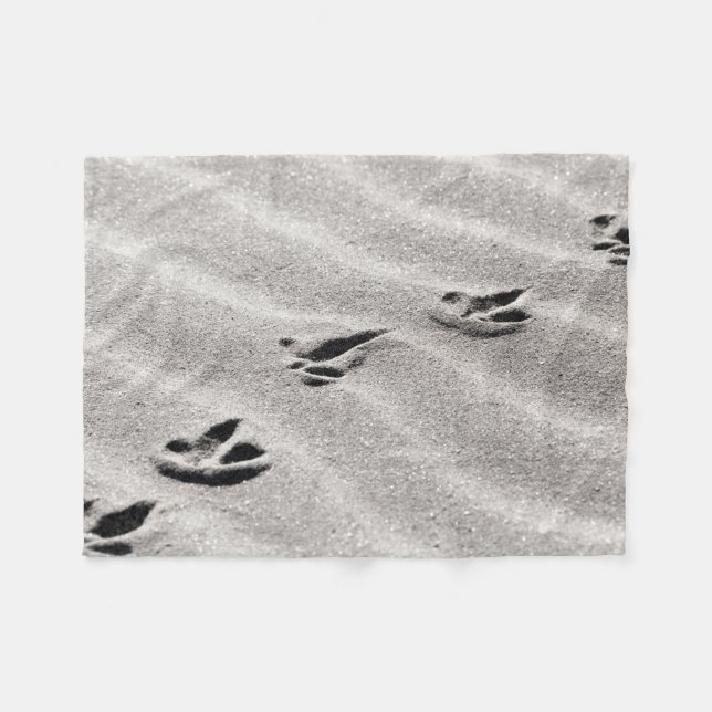 Tracks in the Sand Nature Photo Fleece Blanket (Front (Horizontal))
