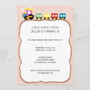Tracks - Kids birthdayparty invites (peach)
