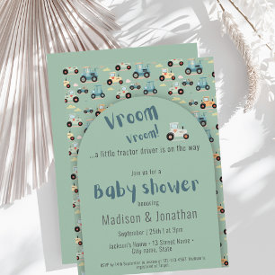 Tracteur camionneur garçon baby shower Invitation