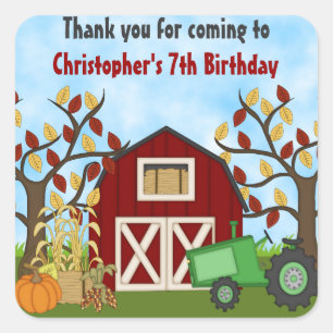 Tracteur et grange Automne Merci Stickers Annivers