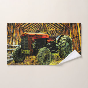Tracteur rouge antique Grange rustique
