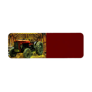 Tracteur rouge antique Grange rustique