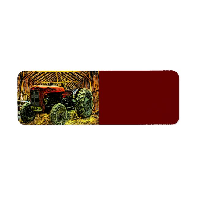 Tracteur rouge antique Grange rustique (Devant)