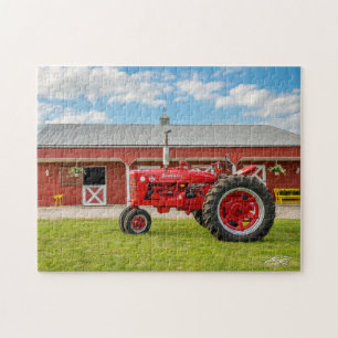 Tracteur rouge Iowa + Cheval Puzzle stable