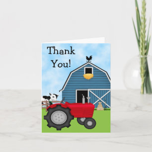 Tracteur rouge mignon et Merci bleu Grange