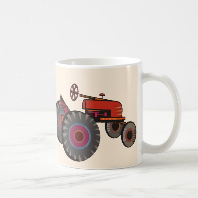 Tracteur rouge sur une tasse (Droite)