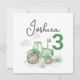 Tracteur Thème 13,3cm x 13,3cm Invitation