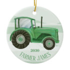 Tracteur vert personnalisé ornement de Noël