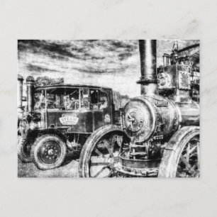 Traction Engine and Steam Lorry Vintage Postcard