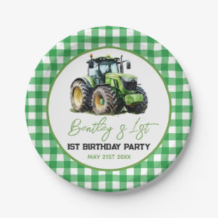 Tractor 1st Birthday Party Fun Farm  Paper Plate