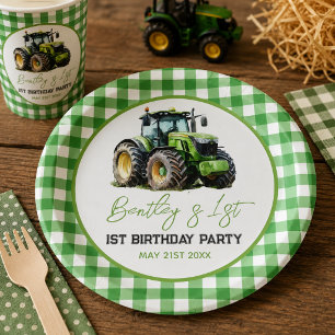 Tractor 1st Birthday Party Fun Farm Paper Plate