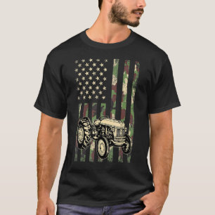 Tractor American Flag Patriotic Camo Farmer Dad 4t T-Shirt