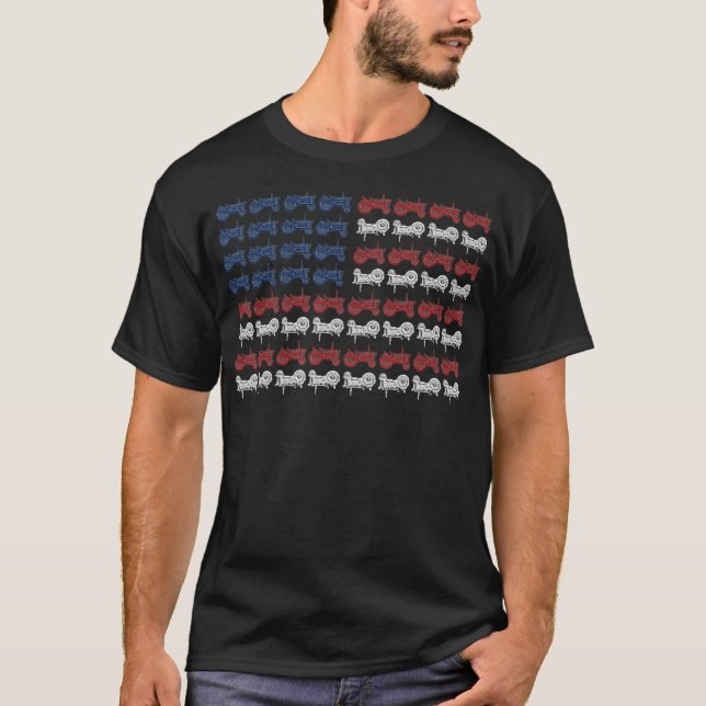 Tractor American Flag patriotic  farming  T-Shirt (Front)