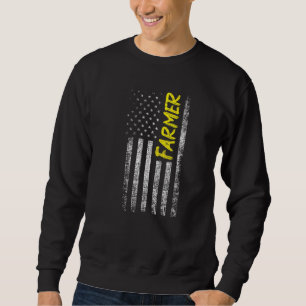 Tractor American Usa Flag Farmer Rancher Farming Sweatshirt