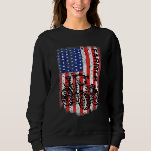 Tractor American Usa Flag Patriotic Farmer Rancher Sweatshirt